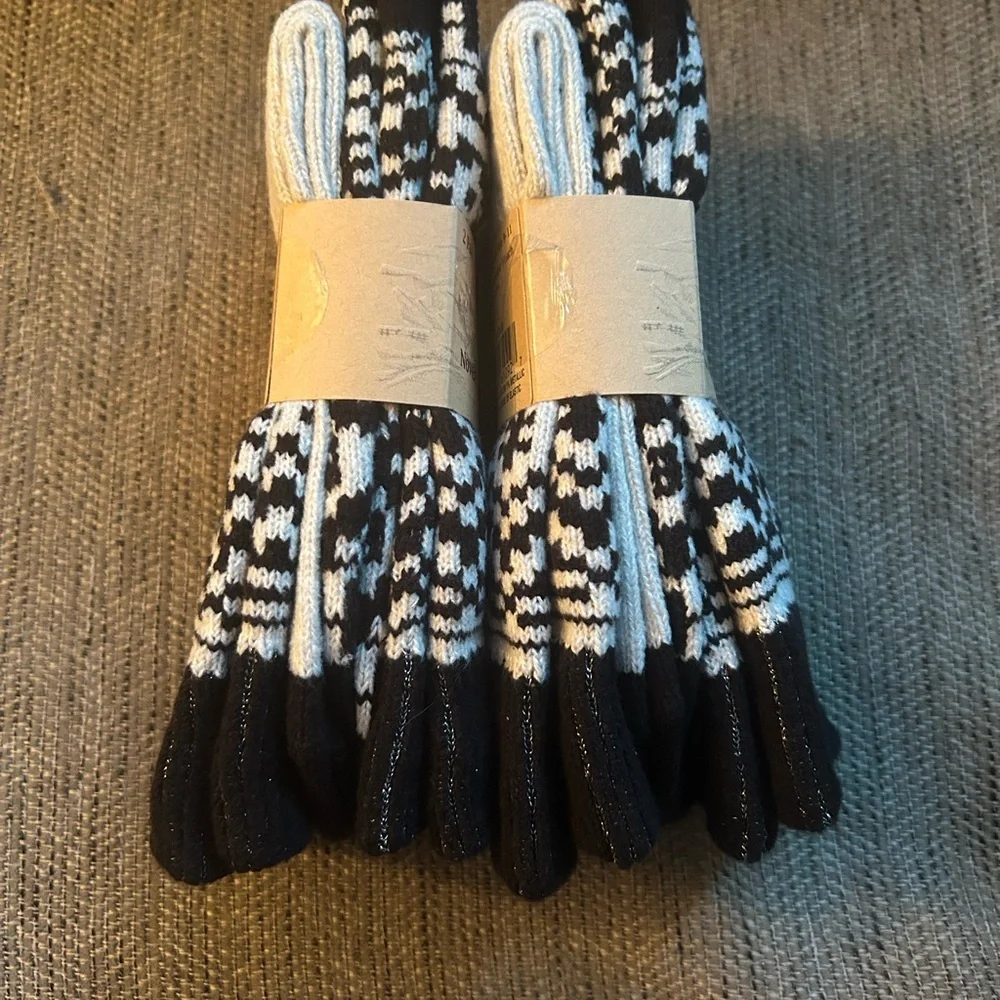 Clear Creek Woman’s Black White Novelty Boots Socks 4 Pairs Shoe Size 5 to 9